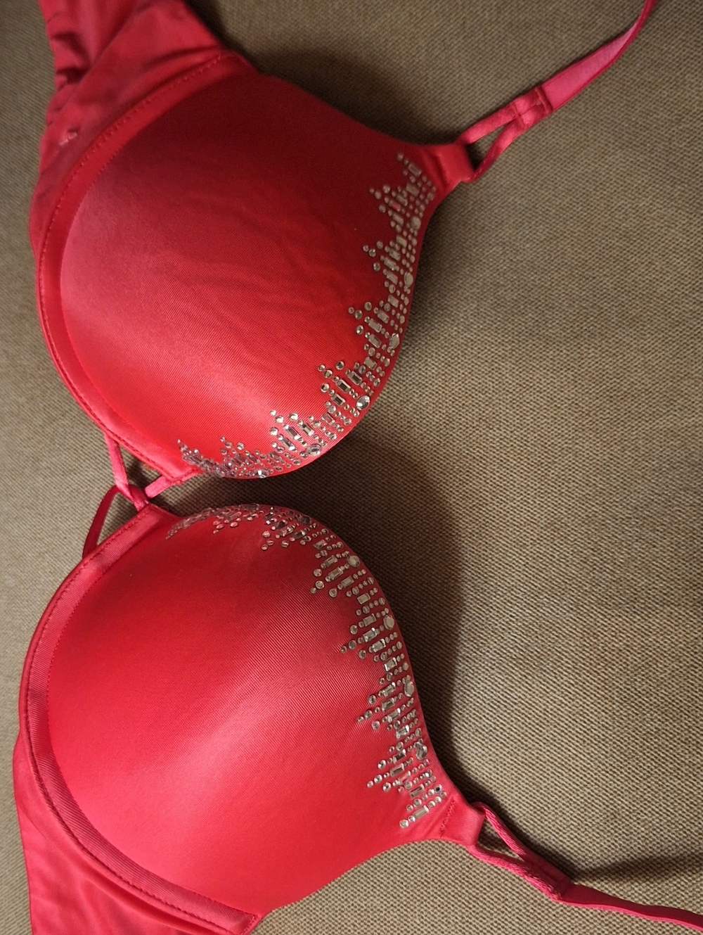Women's HOT PINK Embellished Push-Up Bra